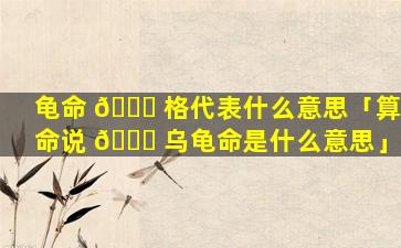 龟命 🍀 格代表什么意思「算命说 🐋 乌龟命是什么意思」